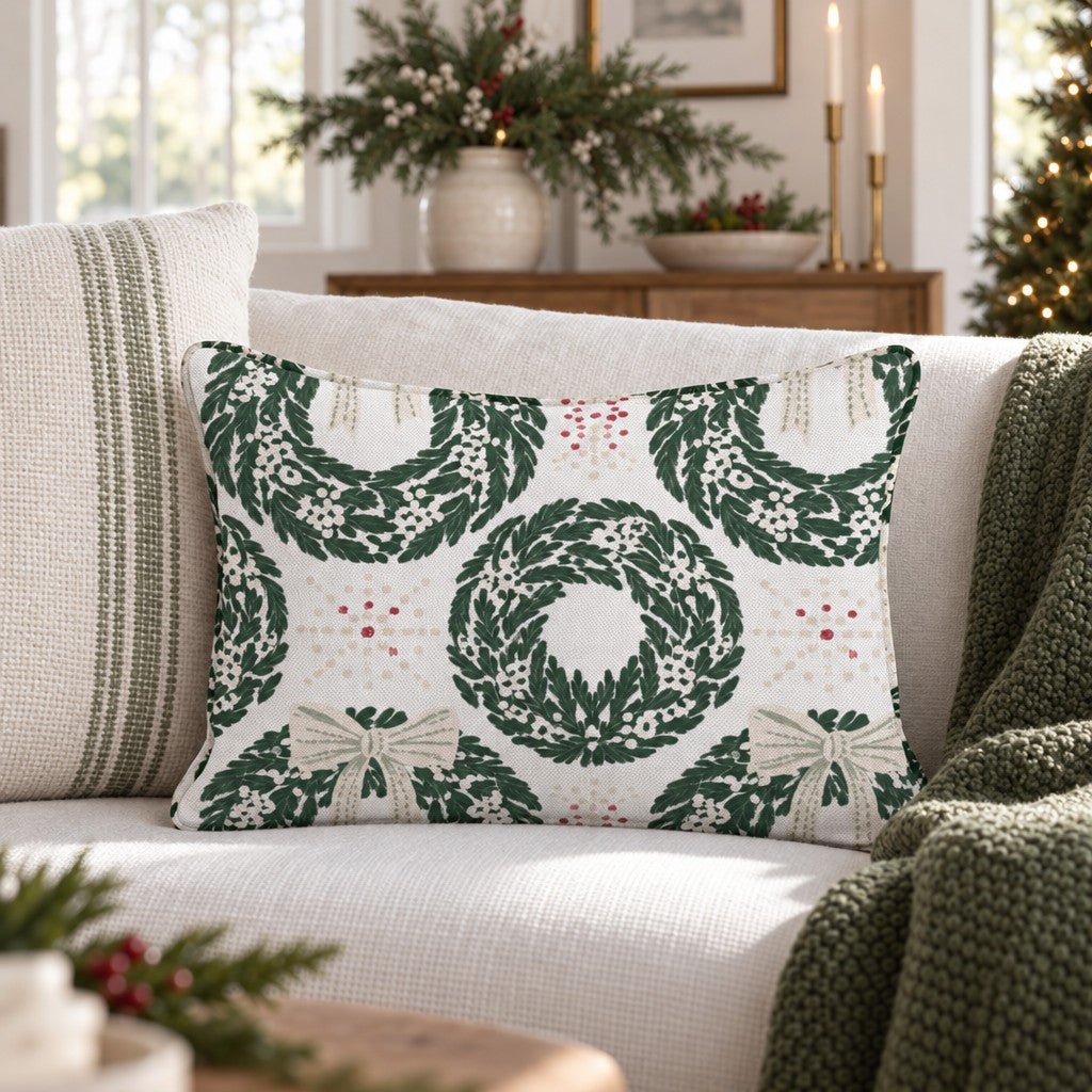 Wreath Manor Throw Pillow throw pillow - Hillcroft Home
