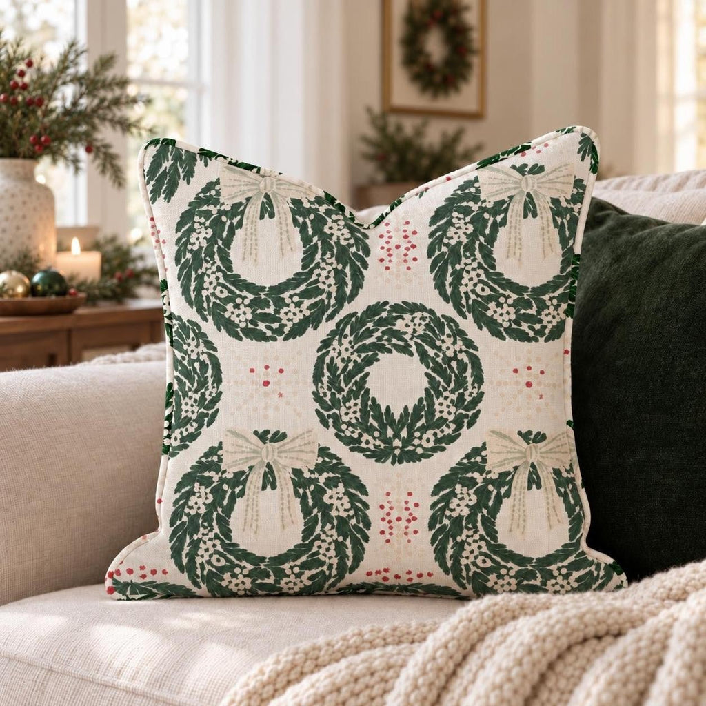 Wreath Manor Throw Pillow throw pillow - Hillcroft Home