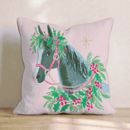 Wreathed Carriage Horse Throw Pillow - Hillcroft Home