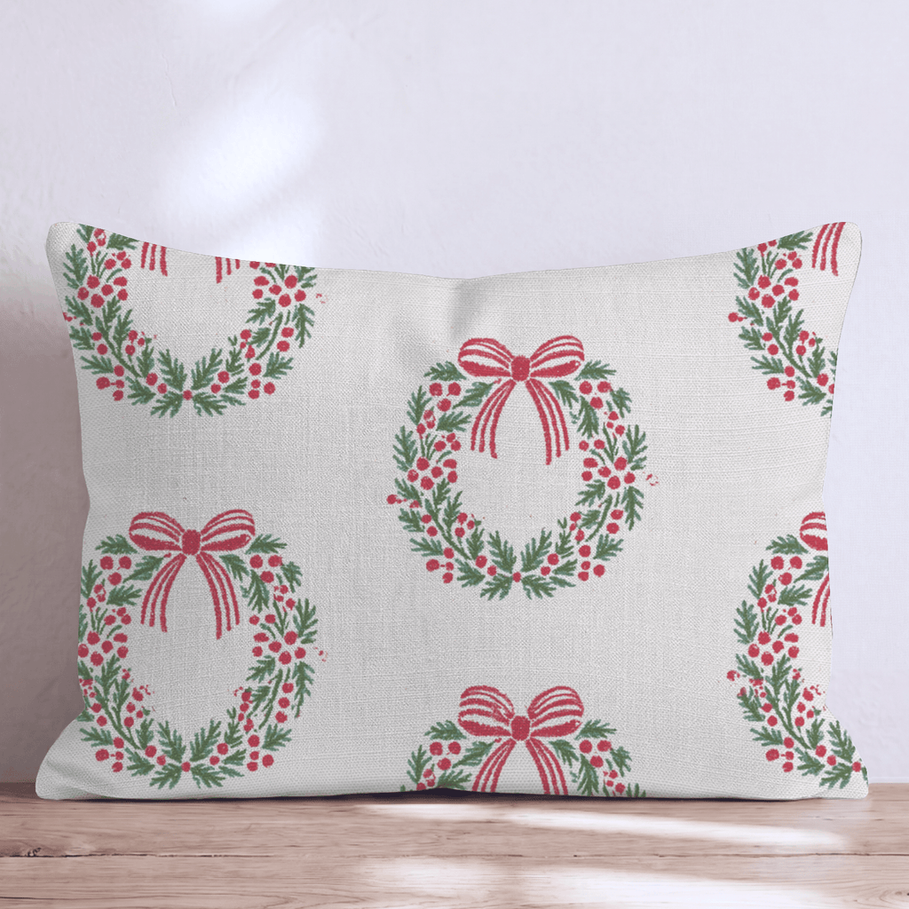 Wreathed for the Holidays Throw Pillow throw pillow - Hillcroft Home