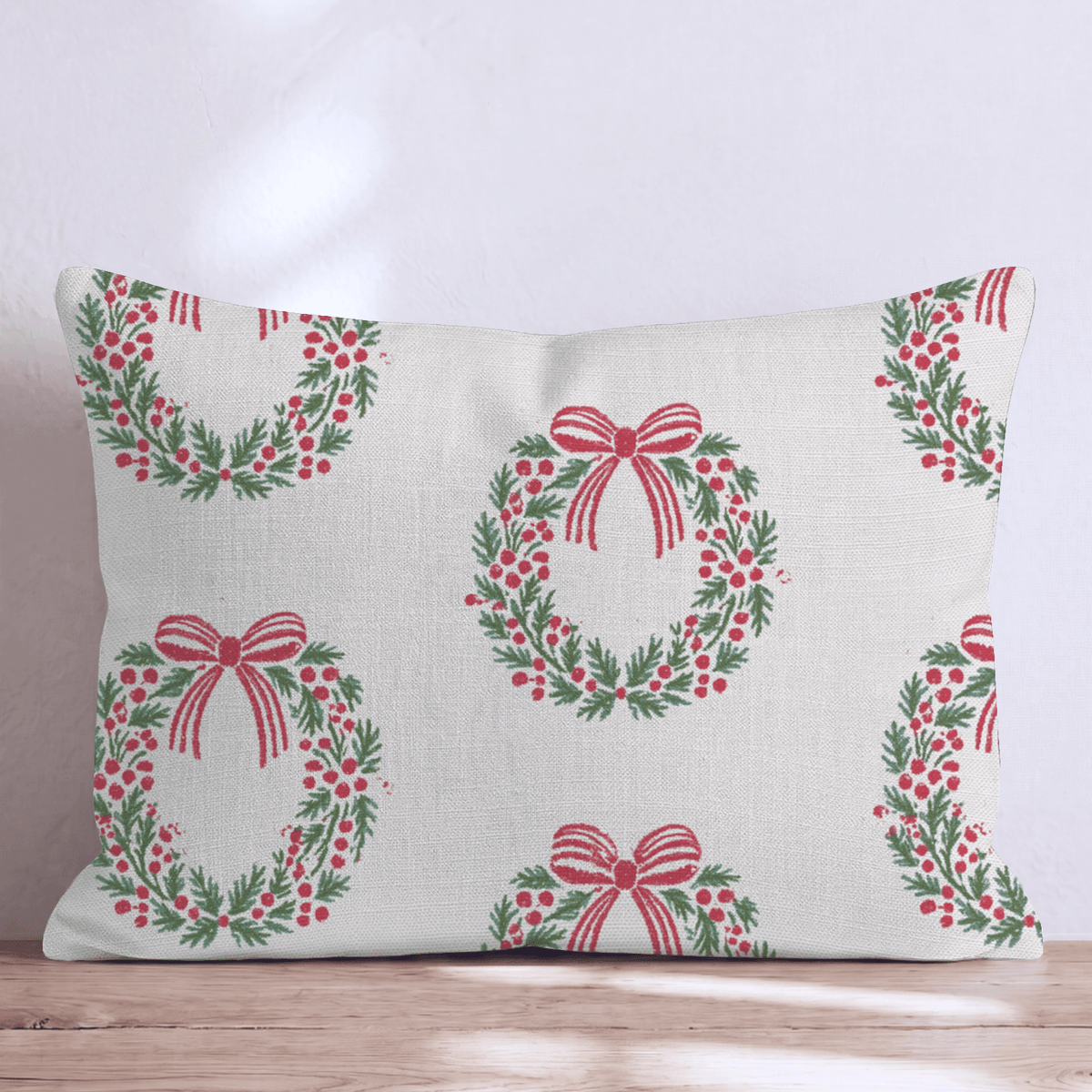 Wreathed for the Holidays Throw Pillow throw pillow - Hillcroft Home