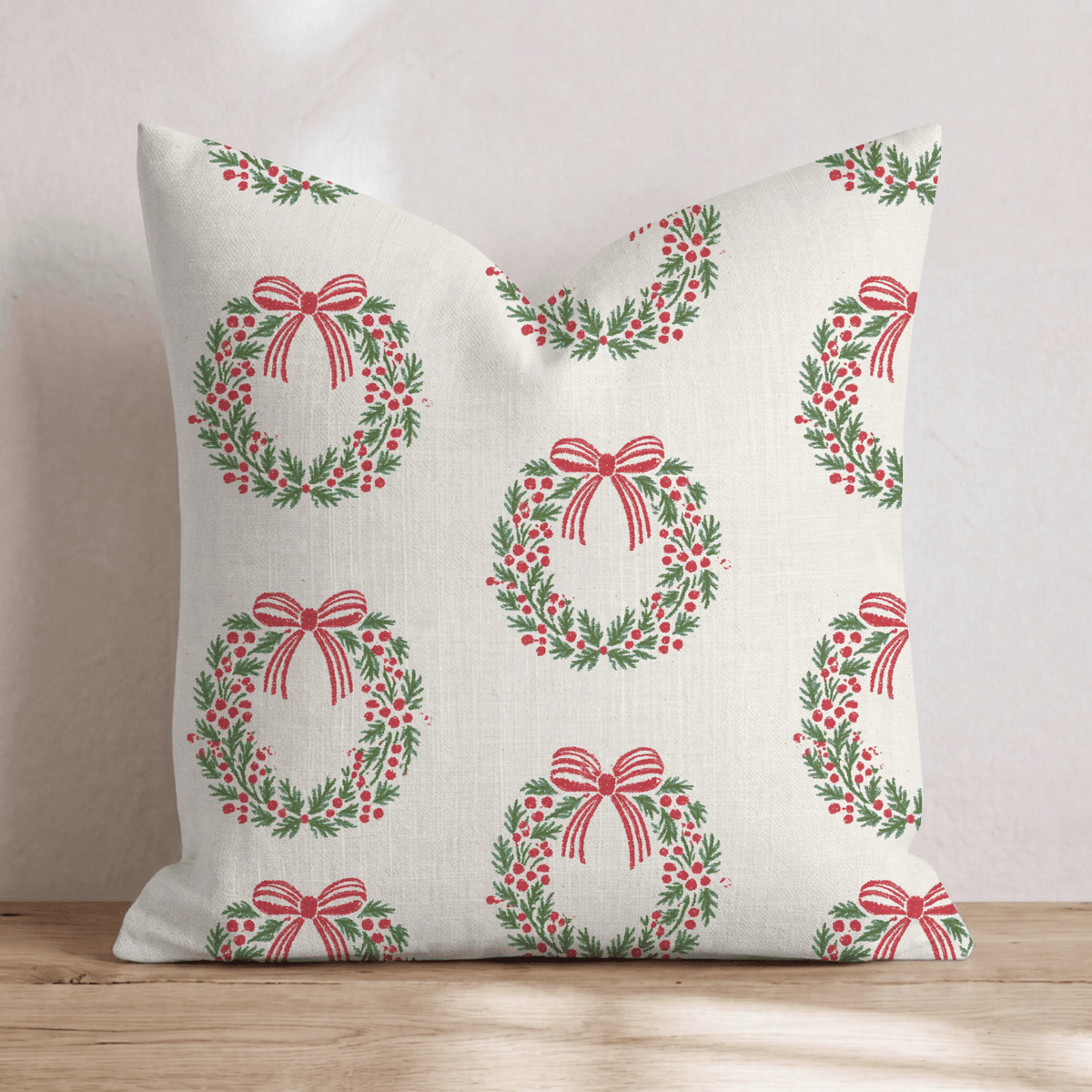 Wreathed for the Holidays Throw Pillow throw pillow - Hillcroft Home