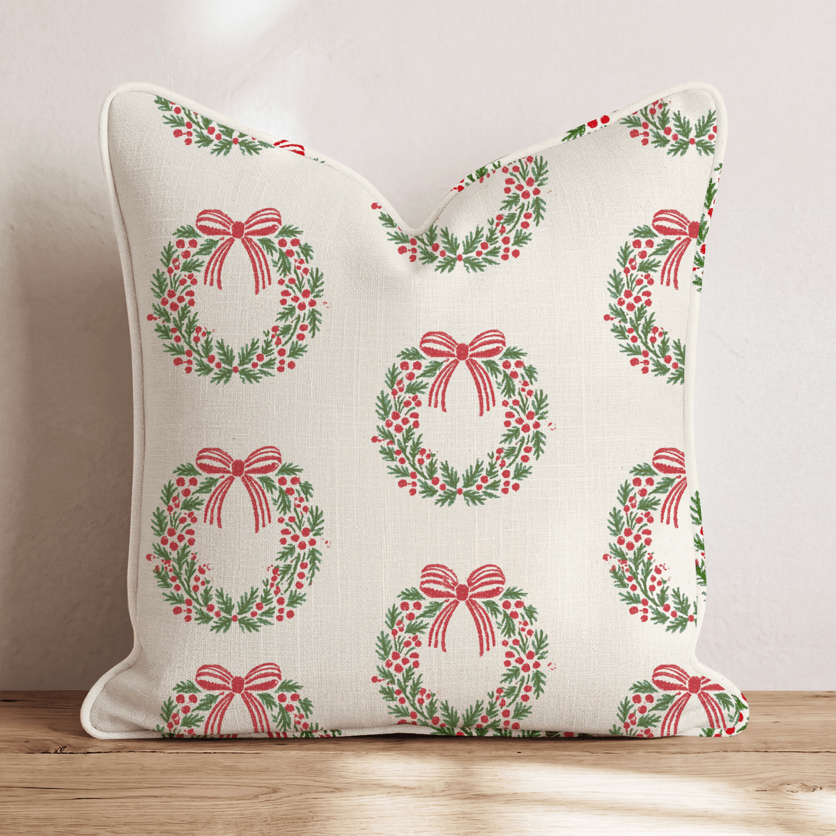 Wreathed for the Holidays Throw Pillow throw pillow - Hillcroft Home