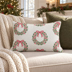 Wreathed for the Holidays Throw Pillow throw pillow - Hillcroft Home