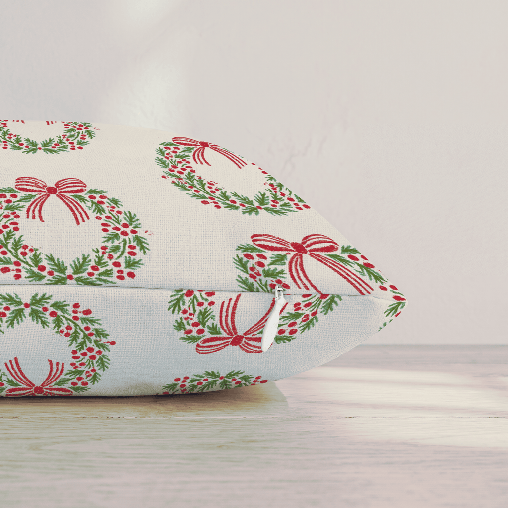 Wreathed for the Holidays Throw Pillow throw pillow - Hillcroft Home