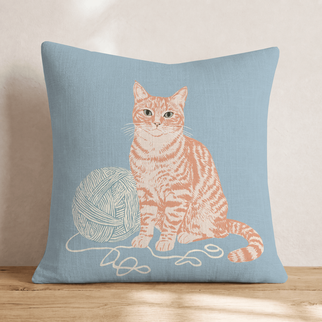 Yarn Ball Tabby Throw Pillow - Hillcroft Home