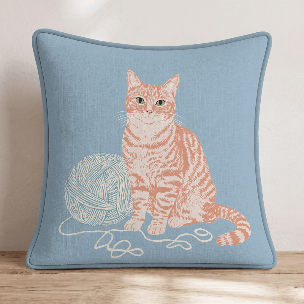 Yarn Ball Tabby Throw Pillow - Hillcroft Home