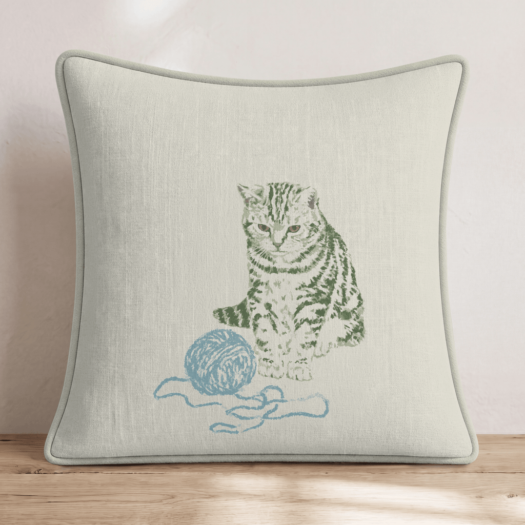 Yarn Loving American Shorthair Throw Pillow - Hillcroft Home