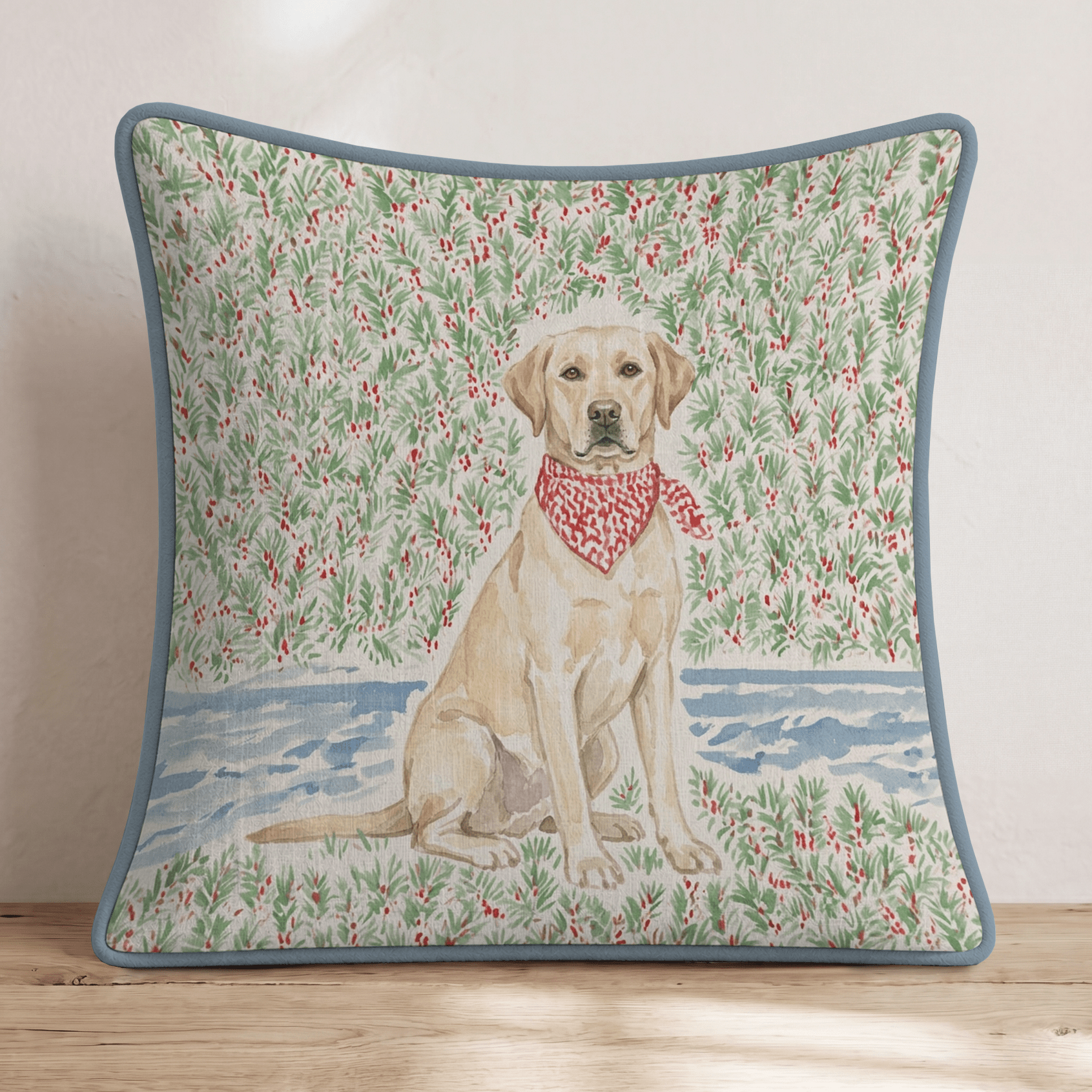 Yellow Lab California Holiday Surf Throw Pillow - Hillcroft Home