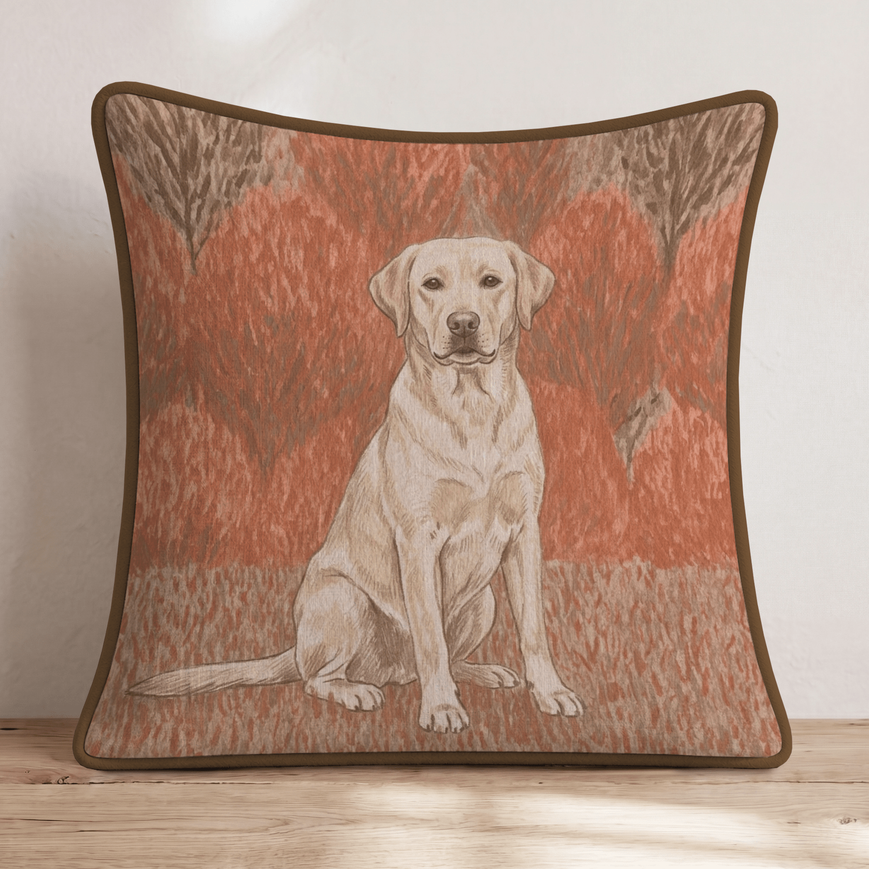 Yellow Labrador Retriever City Fall Stroll Throw Pillow - Hillcroft Home