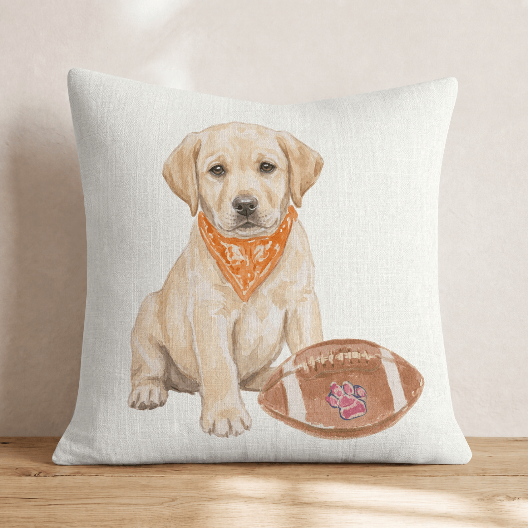 Yellow Labrador Retriever Fall Football Throw Pillow - Hillcroft Home