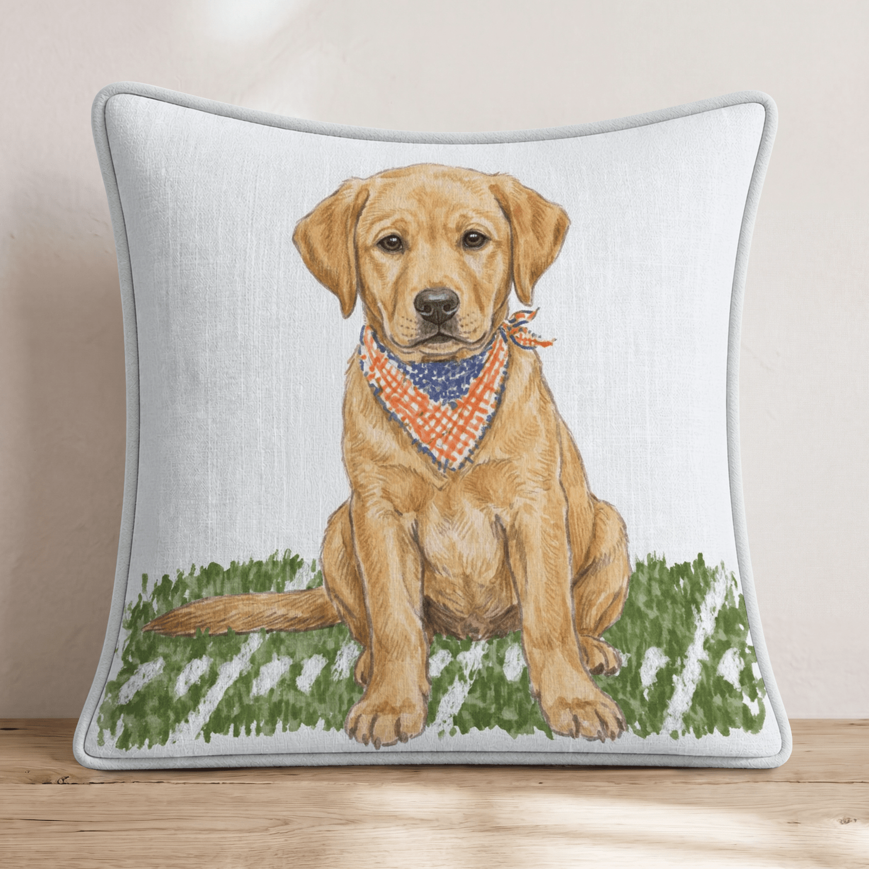 Yellow Labrador Retriever Football Field Star Throw Pillow - Hillcroft Home
