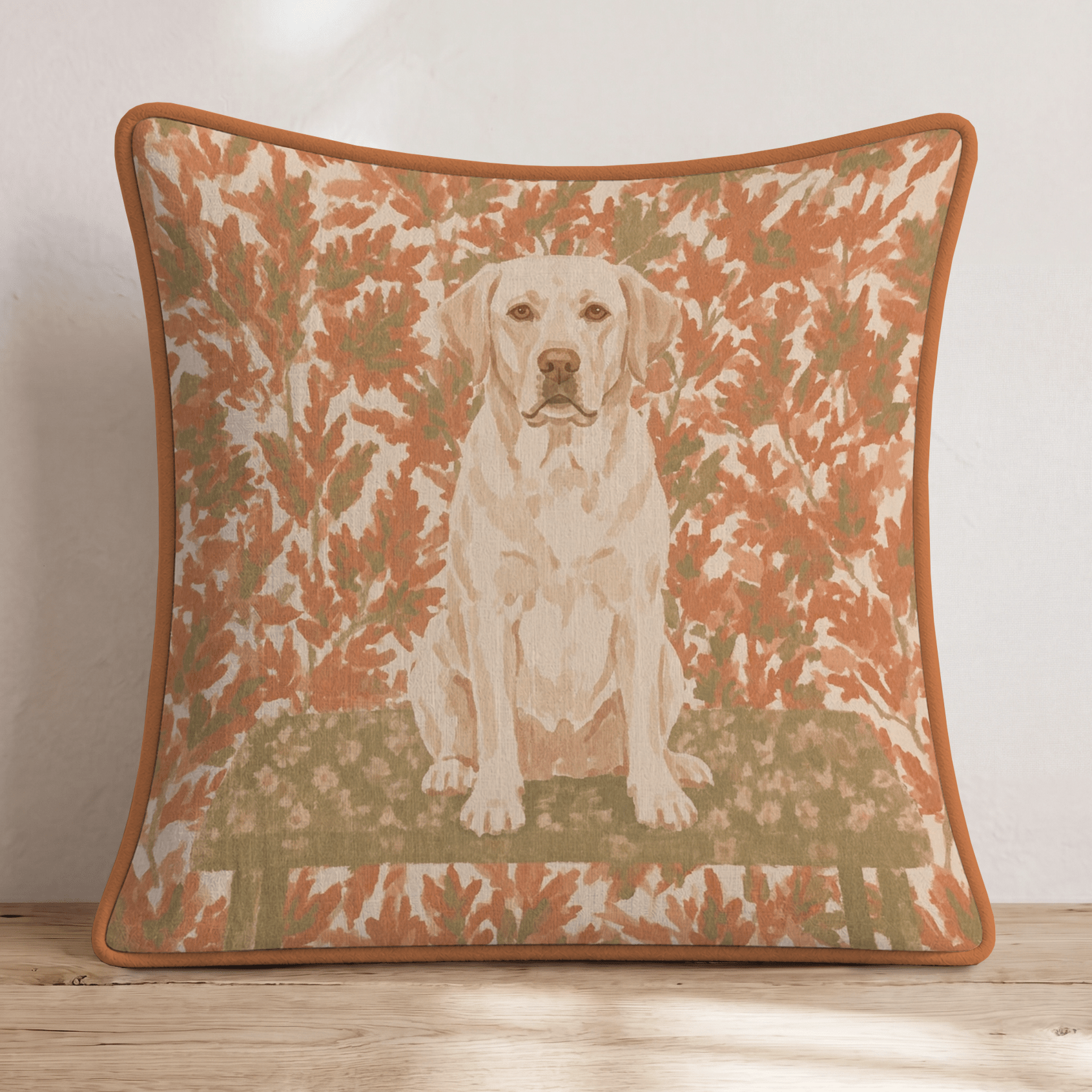 Yellow Labrador Retriever NYC Fall Afternoon Throw Pillow - Hillcroft Home