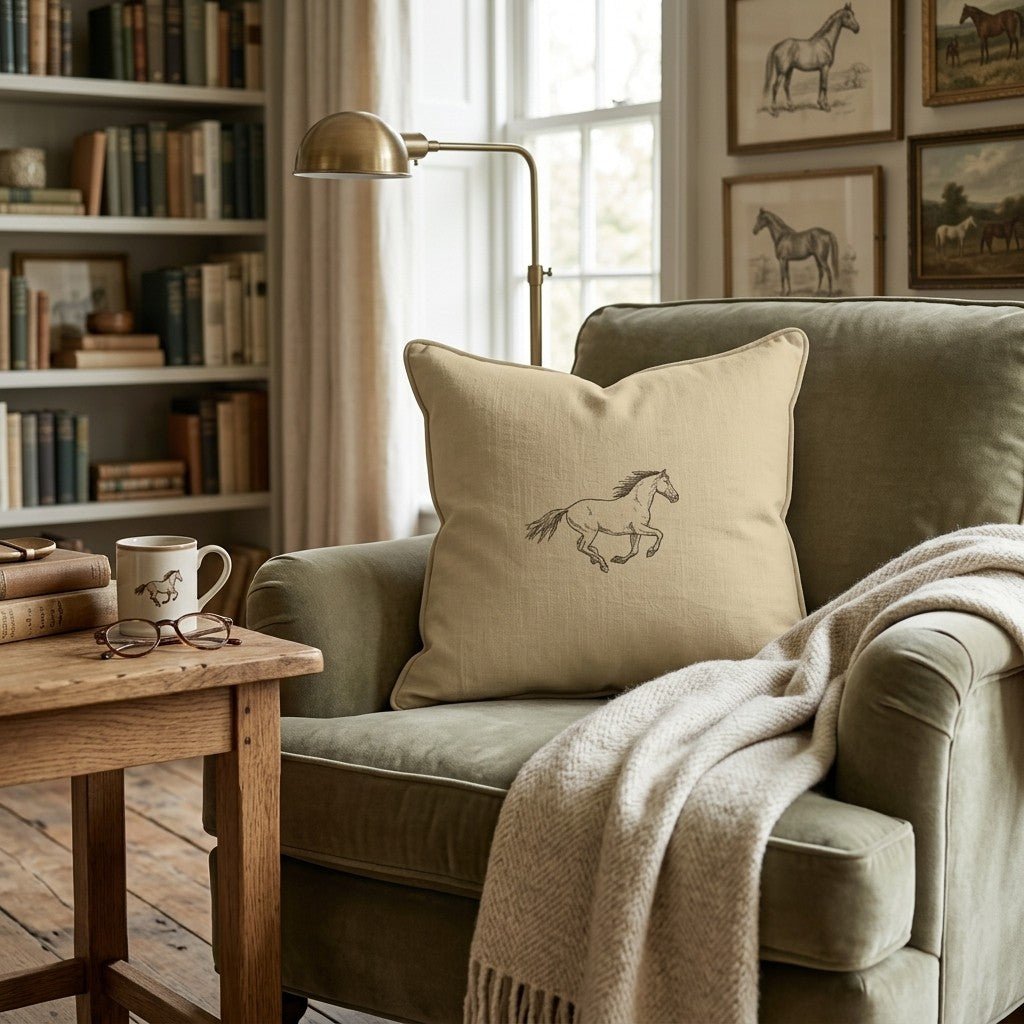 Yellow Sketched Horse Throw Pillow - Hillcroft Home