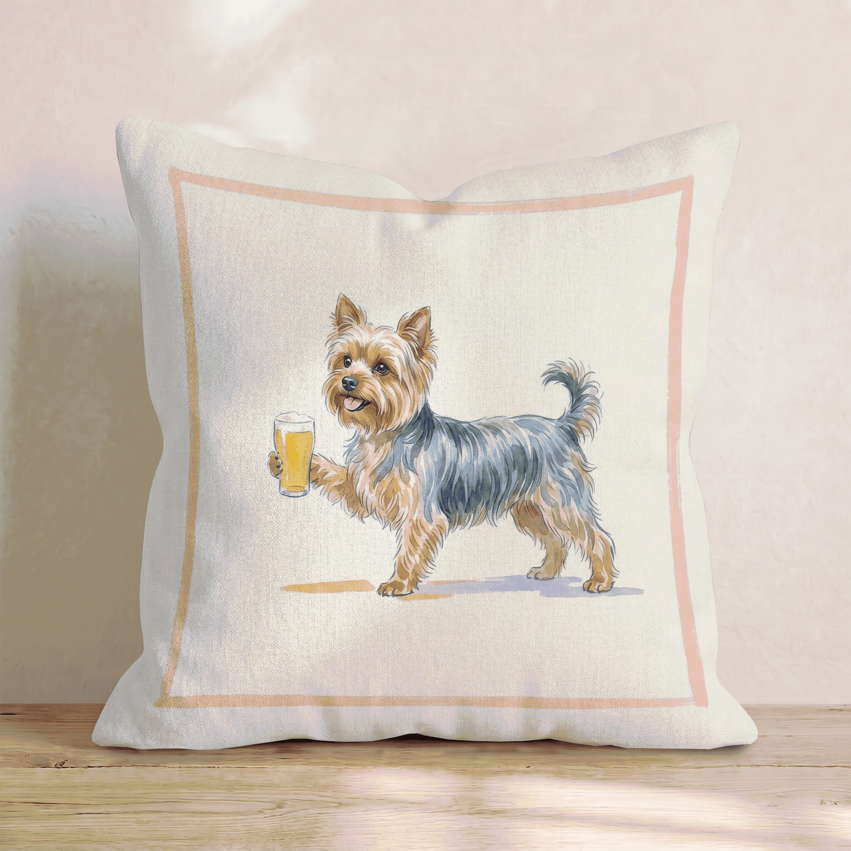 Yorkie Lager Throw Pillow - Hillcroft Home