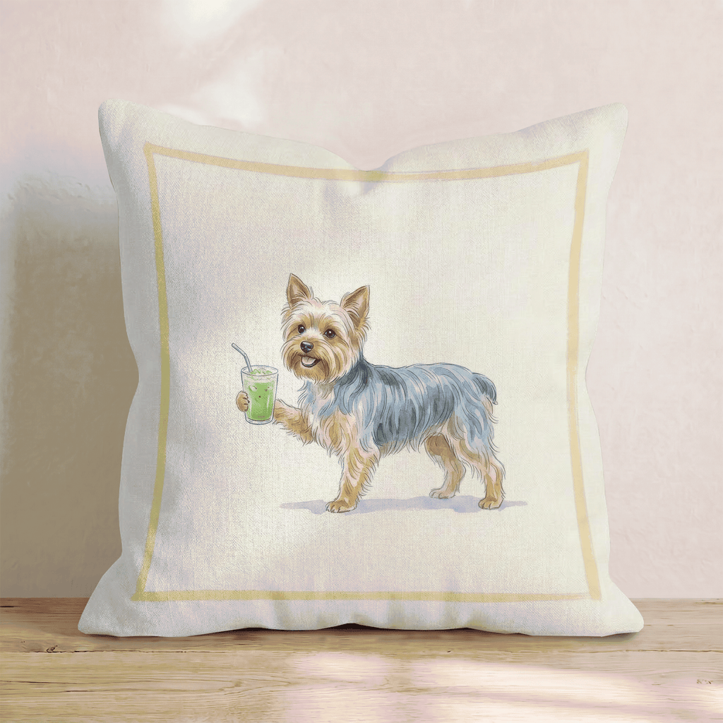 Yorkie Matcha Throw Pillow - Hillcroft Home