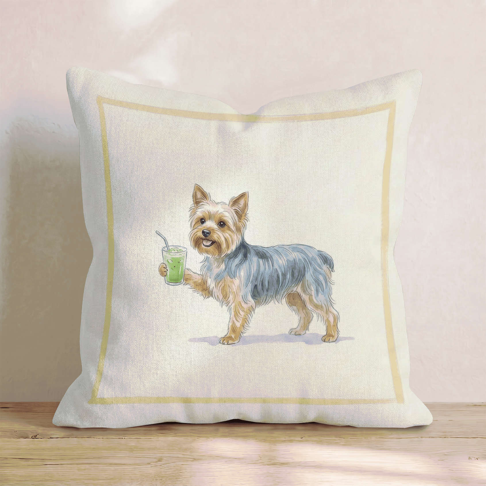 Yorkie Matcha Throw Pillow - Hillcroft Home