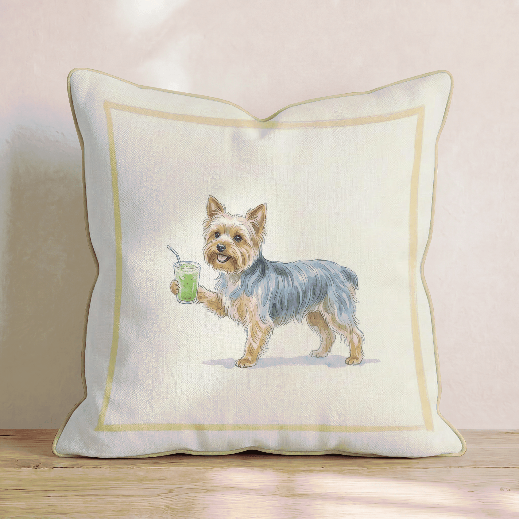 Yorkie Matcha Throw Pillow - Hillcroft Home
