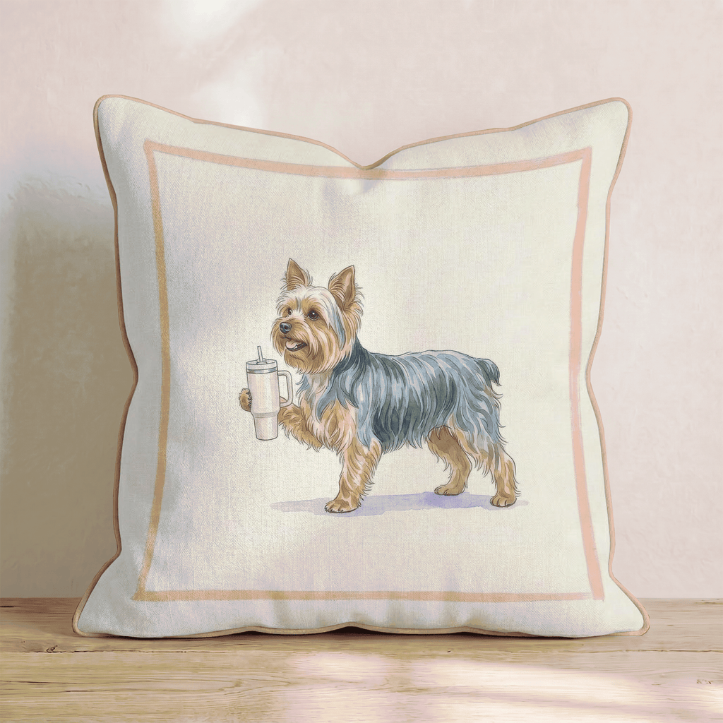 Yorkie Tumbler Throw Pillow - Hillcroft Home