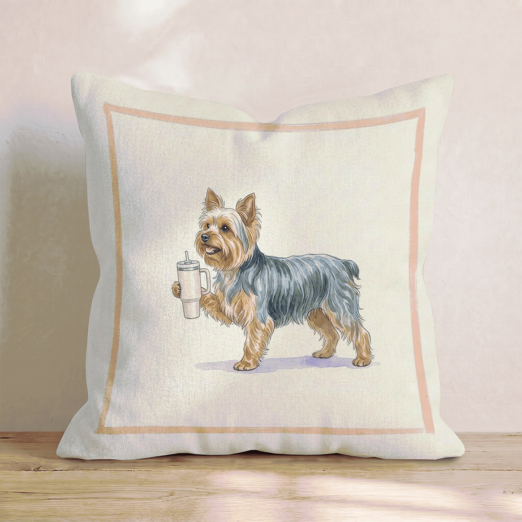 Yorkie Tumbler Throw Pillow - Hillcroft Home