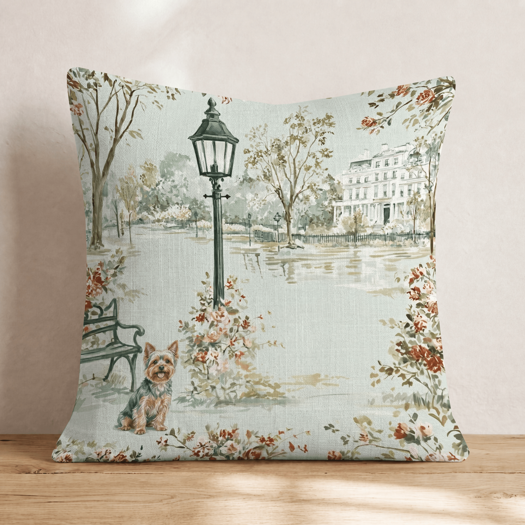 Yorkshire Terrier City Stroll Throw Pillow - Hillcroft Home