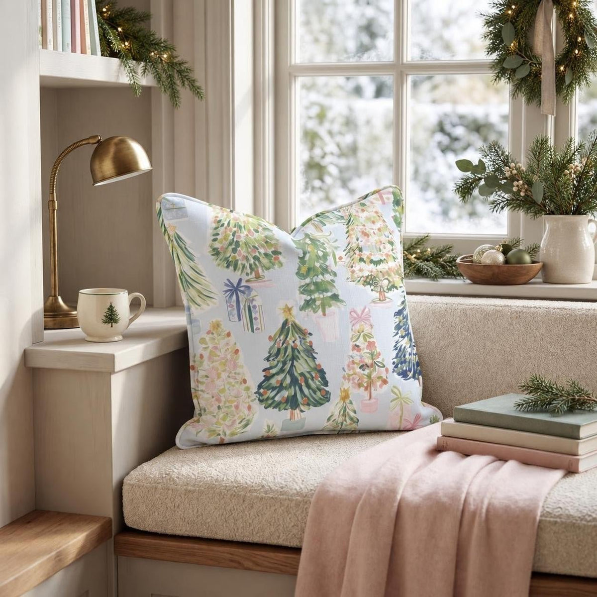 Yuletide Mosaic Throw Pillow throw pillow - Hillcroft Home