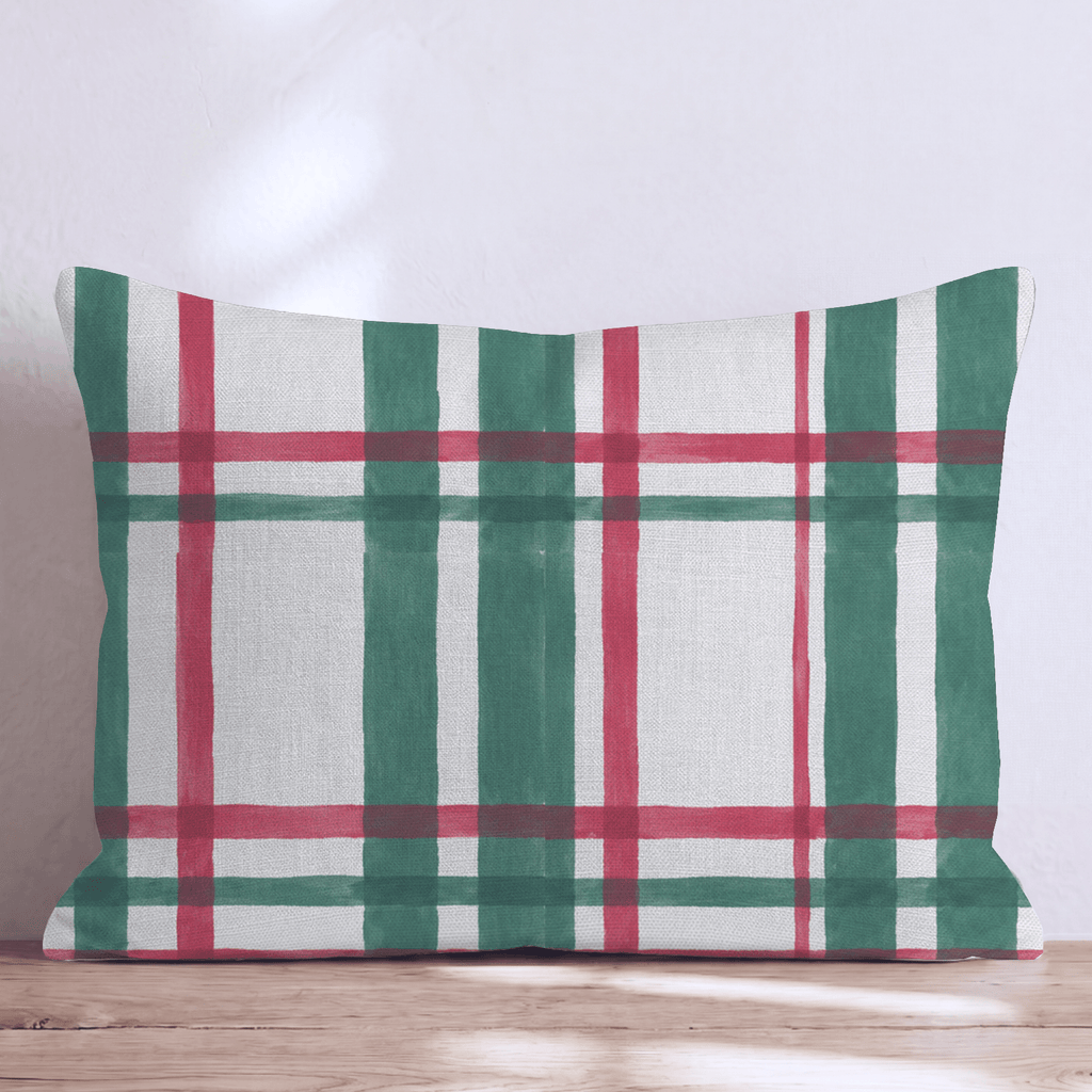Yuletide Tartan Peacock Throw Pillow throw pillow - Hillcroft Home