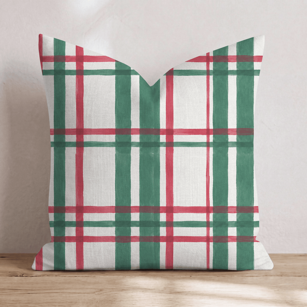 Yuletide Tartan Peacock Throw Pillow throw pillow - Hillcroft Home