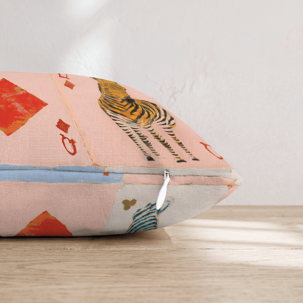 Zebra Playing Cards Throw Pillow - Hillcroft Home