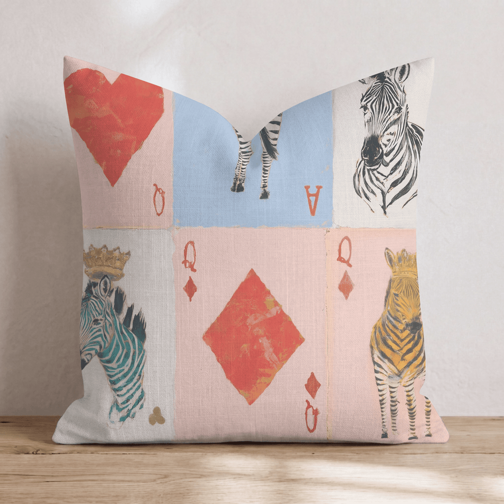 Zebra Playing Cards Throw Pillow - Hillcroft Home