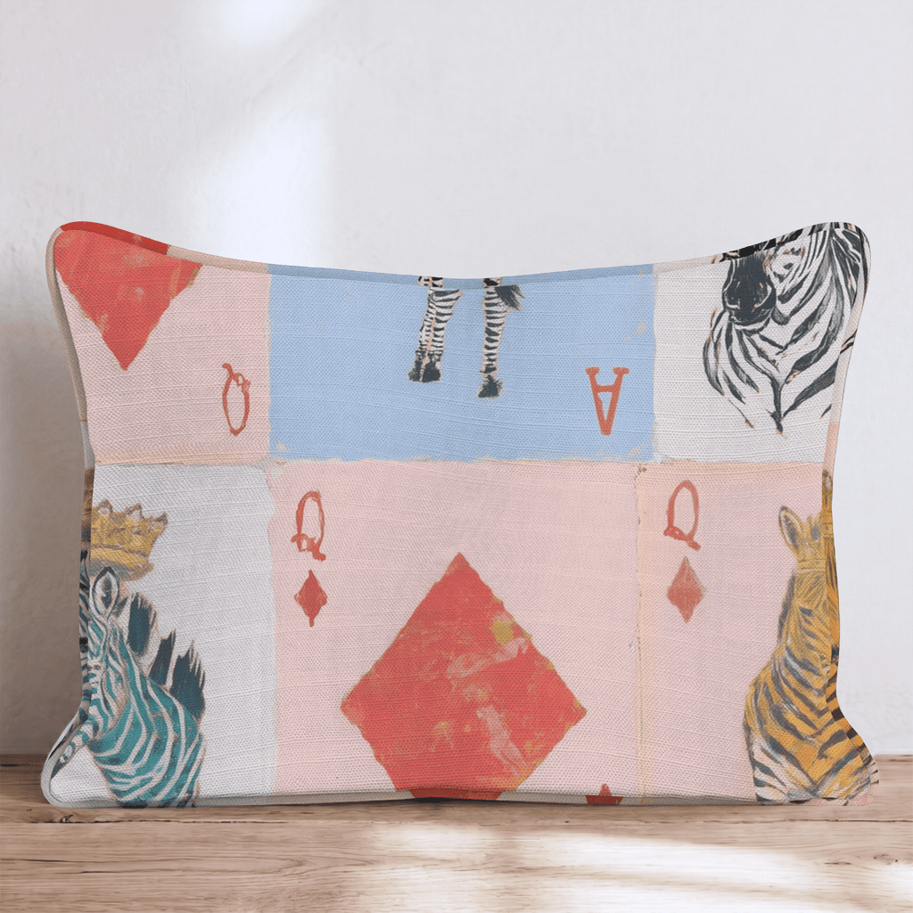 Zebra Playing Cards Throw Pillow - Hillcroft Home