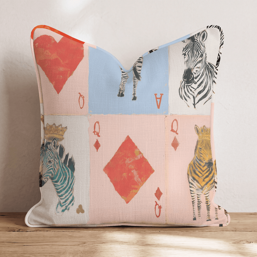 Zebra Playing Cards Throw Pillow - Hillcroft Home