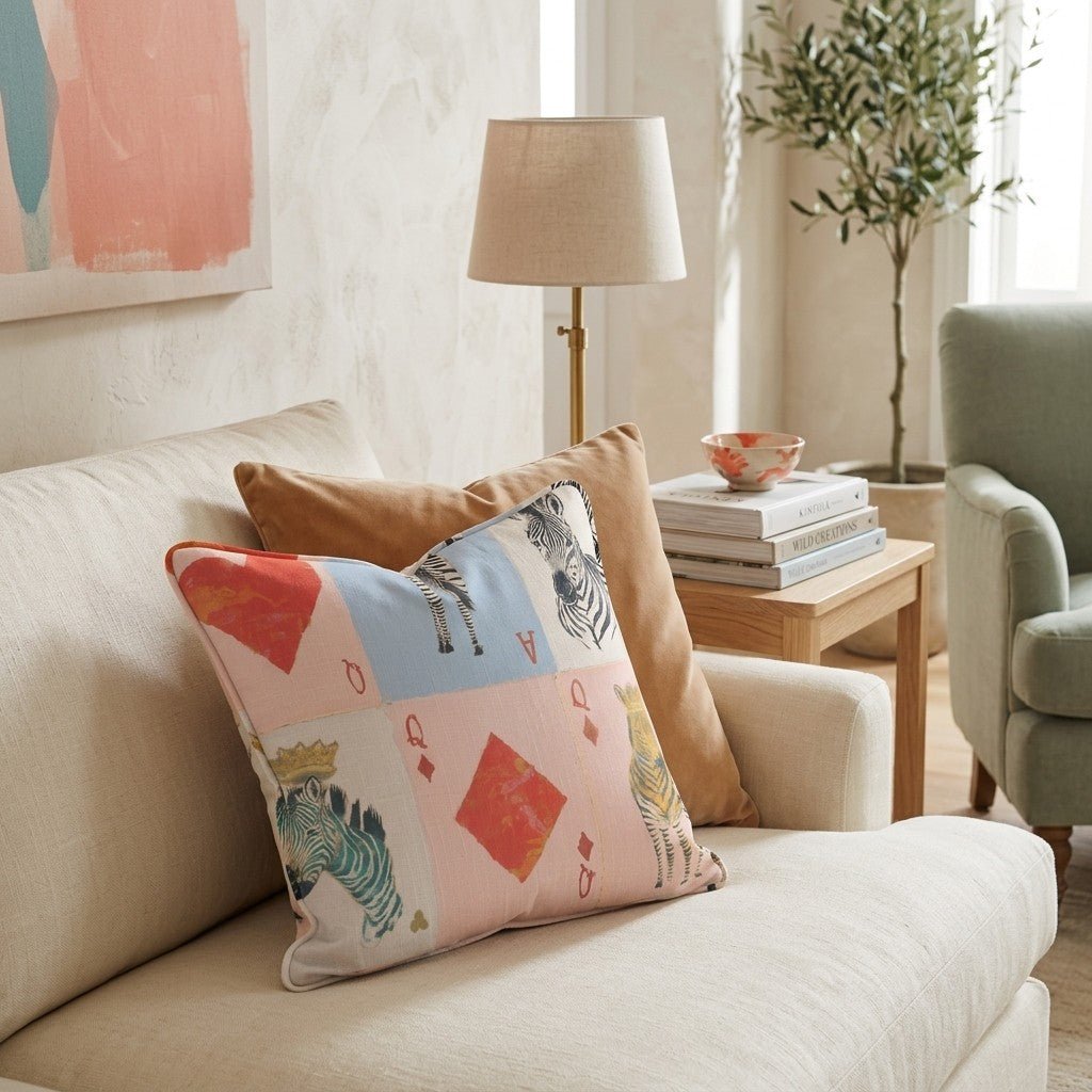 Zebra Playing Cards Throw Pillow - Hillcroft Home